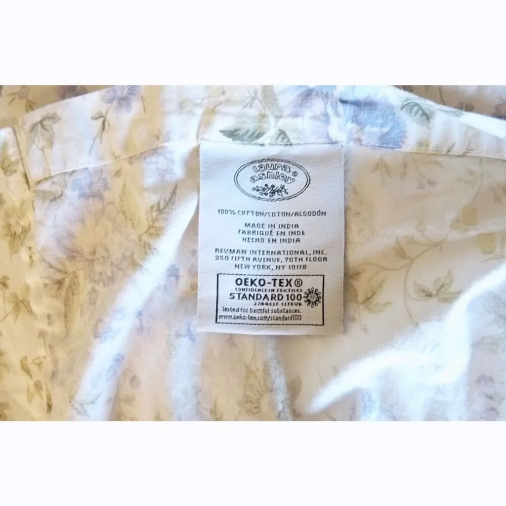 Vintage Laura Ashley Cottage Core Floral Sheet Flat Full Pastel Purple Khaki EUC